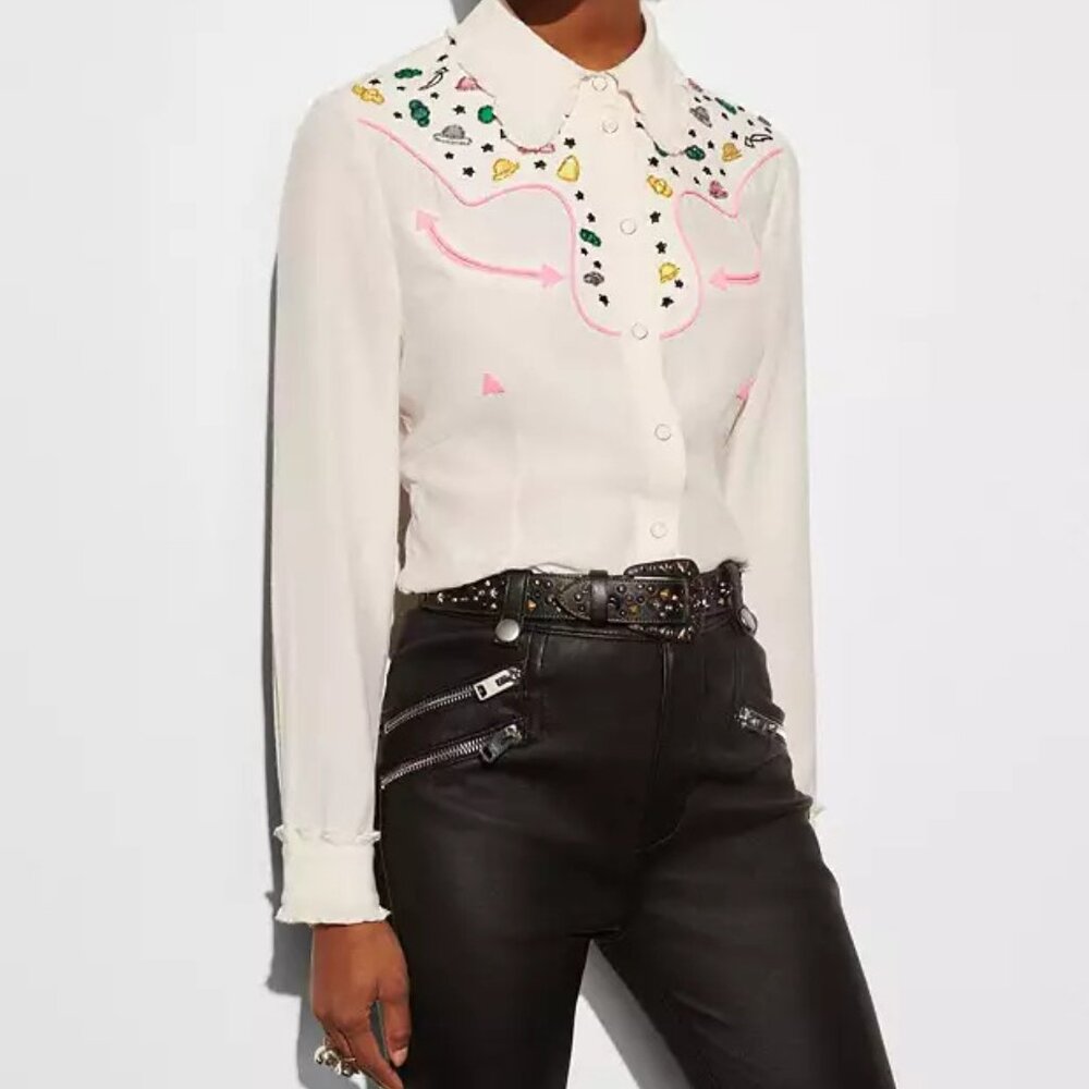 COACH Western silk blouse shirt US4 Excellent condition